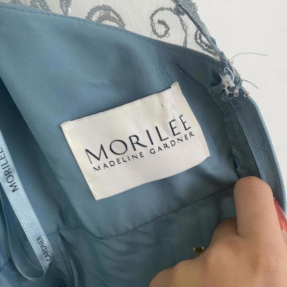 MORI LEE by Madeline Gardner Teal embellished maxi formal dress - Picture 6 of 7